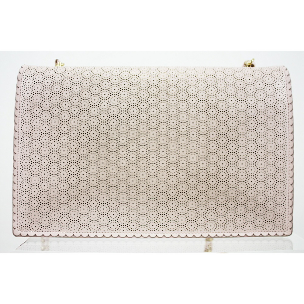 Ferragamo Punching Leather Chain Shoulder Bag Pink Peach